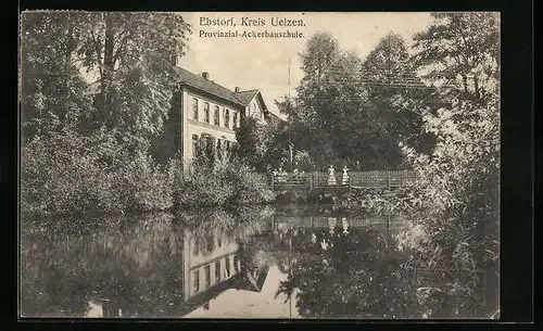 AK Ebstorf b. Uelzen, Provinzial-Ackerbauschule mit Uferpartie