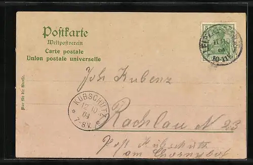 Lithographie Leipzig, Totalansicht mit Marktplatz