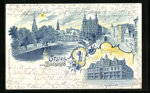 Lithographie Barmen, Strassenpartie an der Concordia