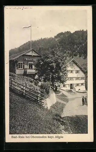 AK Bad-Rain, Badeanstalt Rain mit Flagge
