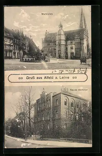AK Alfeld a. Leine, Marktplatz und Neues Seminar