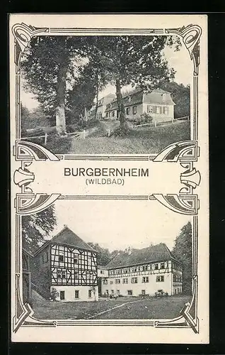 AK Burgbernheim, Ortsansichten mit Fachwerkhäusern