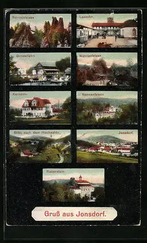 AK Jonsdorf, Nonnenfelsen, Kurhaus, Blick nach dem Hochwalde