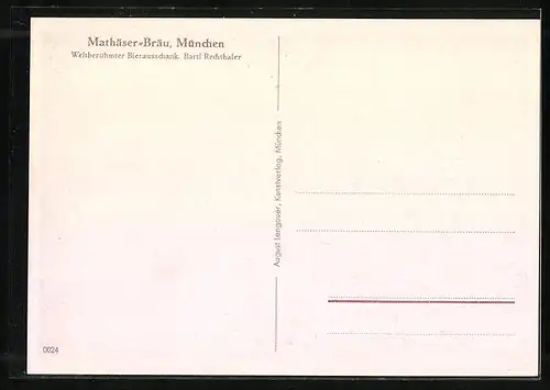 AK München, Mathäser-Bräu mit vollbesetztem Schankraum