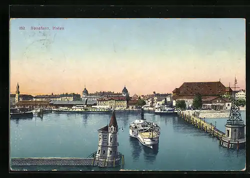 AK Konstanz, Hafenpartie mit Schiff