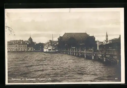 AK Konstanz a. Bodensee, Ortsansicht mit Hafen