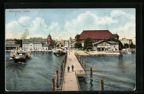 AK Konstanz, Hafenpartie mit Seebrücke