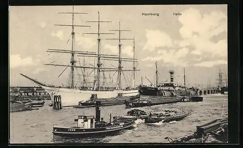 AK Hamburg, Viermaster, Schiff John-Föhrtmann & Benne Nr. III