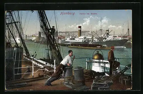 AK Hamburg, Seemänner schauen in den Hafen