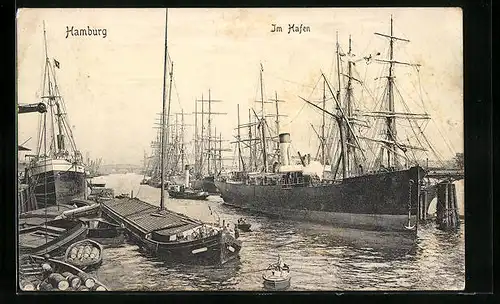 AK Hamburg, Blick in den Hafen