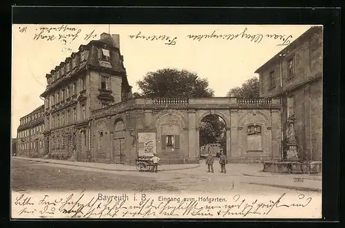 AK Bayreuth i. B., Eingang zum Hofgarten
