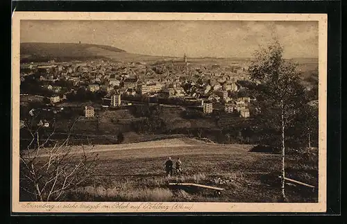 AK Annaberg /Sa., Ortsansicht mit Pöhlberg