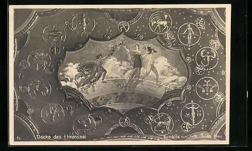 AK München, Deutsches Museum - Gemälde an der Decke des Ehrensaals