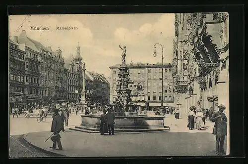 AK München, Partie am Marienplatz
