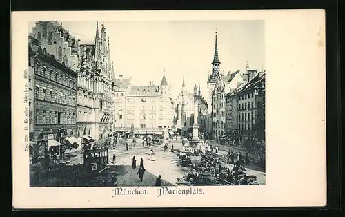 AK München, Marienplatz aus der Vogelschau