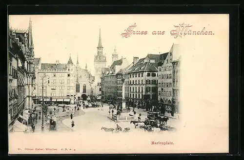 AK München, Marienplatz von oben gesehen