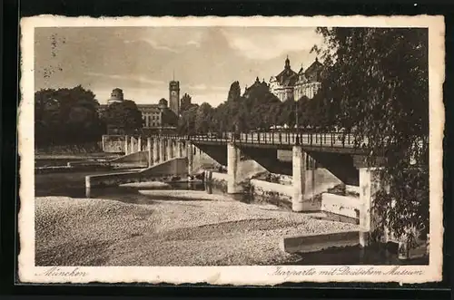 AK München, Isarpartie mit Deutschem Museum