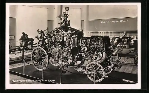 AK München, Prunkwagen König Ludwig II im deutschen Museum