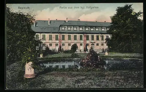 AK Bayreuth, Partie aus dem kgl. Hofgarten