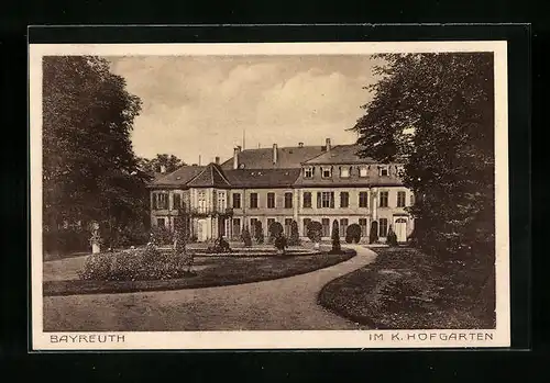 AK Bayreuth, Ansicht des königl. Hofgartens