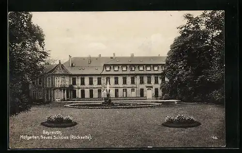 AK Bayreuth, Hofgarten mit Rückseite des neuen Schloss