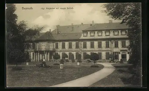 AK Bayreuth, Königl. Hofgarten mit neuem Schloss