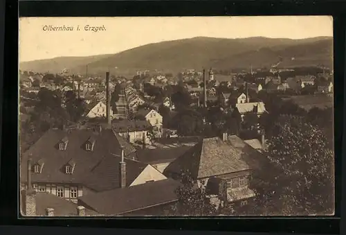 AK Olbernhau /Erzgeb., Ortsansicht aus der Vogelschau