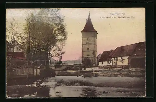 AK Waiblingen, Remsbrücke mit Beinsteiner Tor