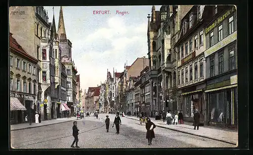 AK Erfurt, Strasse Anger mit Geschäften