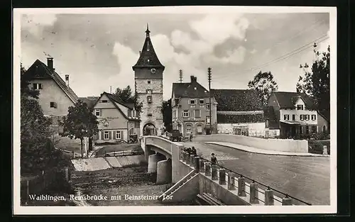 AK Waiblingen, Remsbrücke mit Beinsteiner Tor