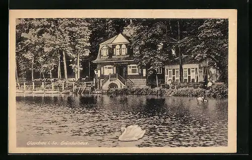 AK Glauchau i. Sa., Gründelhaus am Wasser