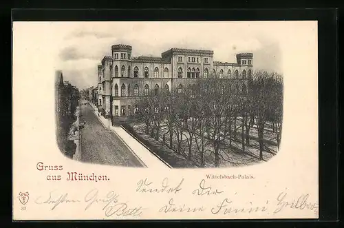 AK München, Wittelsbach-Palais mit Strassenzug