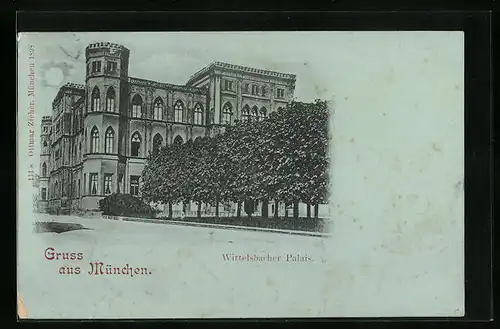 Mondschein-AK München, Wittelsbacher Palais