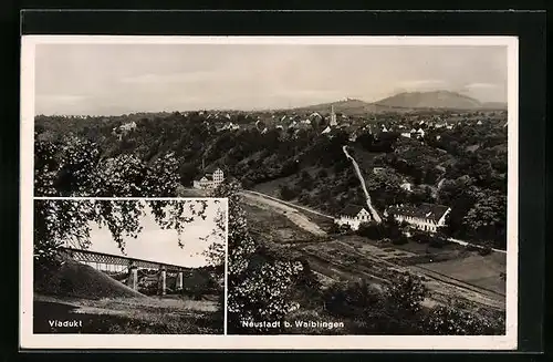 AK Neustadt b. Waiblingen, Totalansicht mit Viadukt