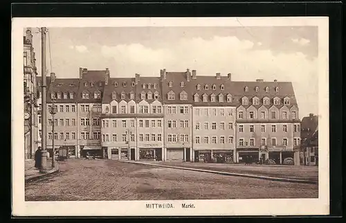 AK Mittweida, Markt mit Geschäften