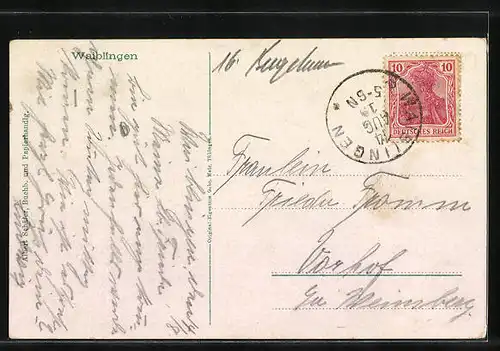 AK Waiblingen, Ortsansicht mit Flusspartie