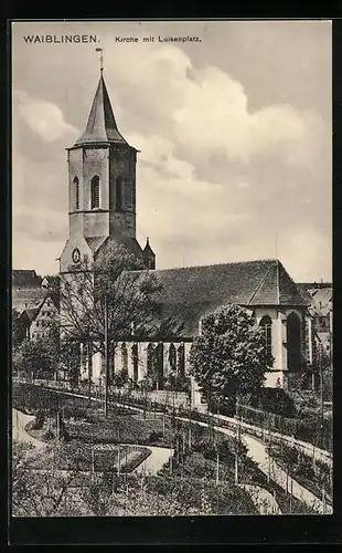 AK Waiblingen, Kirche mit Luisenplatz