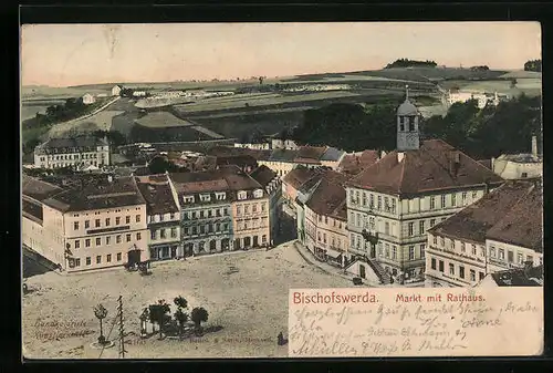 AK Bischofswerda, Markt mit Rathaus