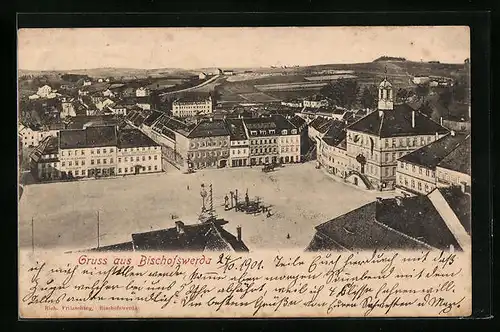 AK Bischofswerda, Rathaus und Marktplatz