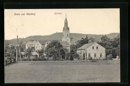 AK Walddorf, Ortsansicht mit Kirche