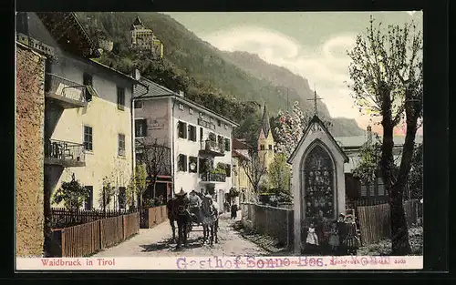 AK Waidbruck, Gasthof Sonne mit Strassenpartie