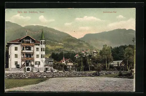 AK Seis a. Schlern, Ansicht des Dolomiten-Hofes