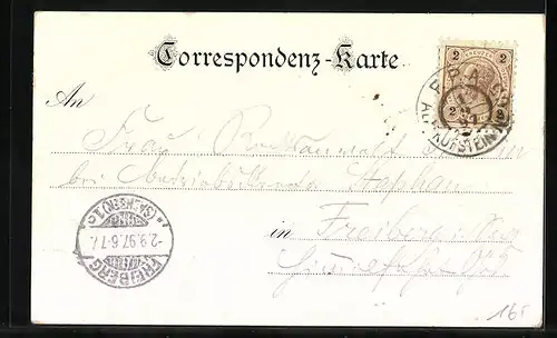 Lithographie Sterzing, Strassenpartie mit Uhrturm und Gasthof