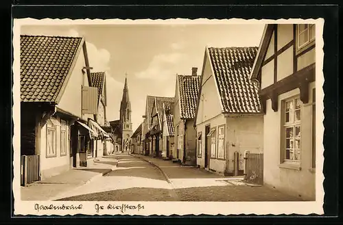 AK Quakenbrück, Partie in der Gr. Kirchstrasse mit Blick auf Kirche