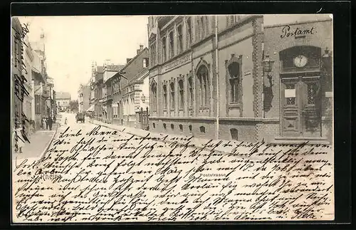 AK Rheine, Partie in der Poststrasse mit Postamt