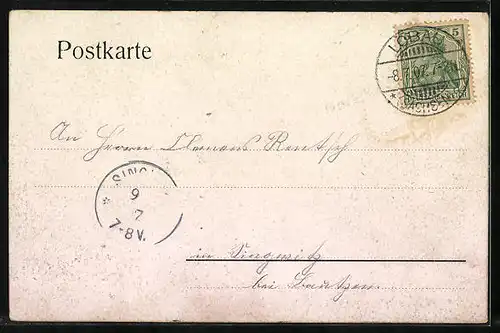 Lithographie Löbau, Thurm-Restauration Löbauer Berg, König Friedrich-August-Turm