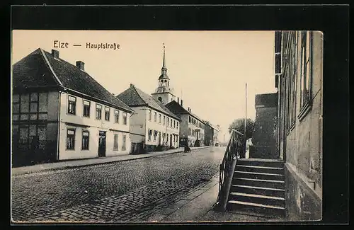 AK Elze, Hauptstrasse mit Kirche