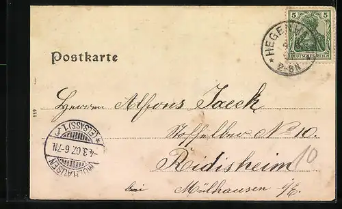 AK Hegenheim, Epicerie Martin Boeglin, Kirche und Schule