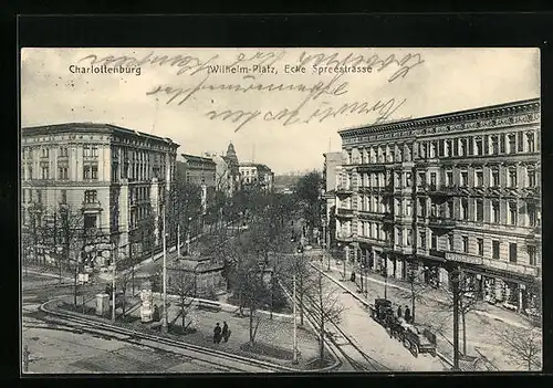 AK Berlin-Charlottenburg, Wilhelm-Platz, Ecke Spreestrasse aus der Vogelschau