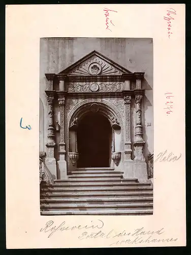 Fotografie Brück & Sohn Meissen, Ansicht Rosswein, Blick auf das Portal am Handwerkshaus